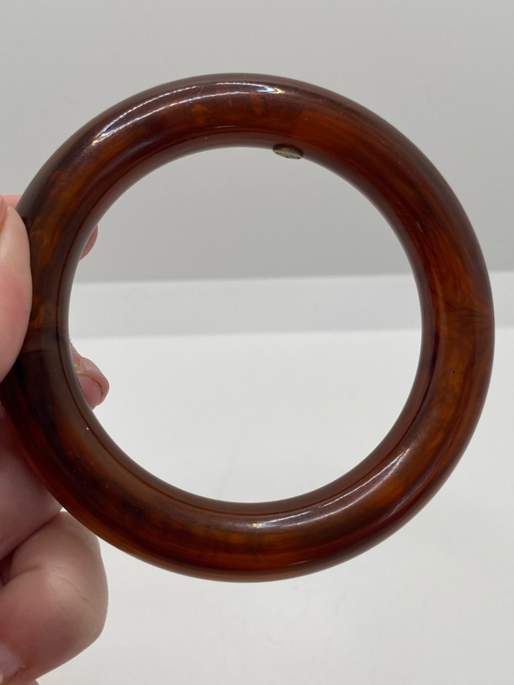 Givenchy Brown Tortoiseshell-Effect Resin Bangle with Logo Plaque